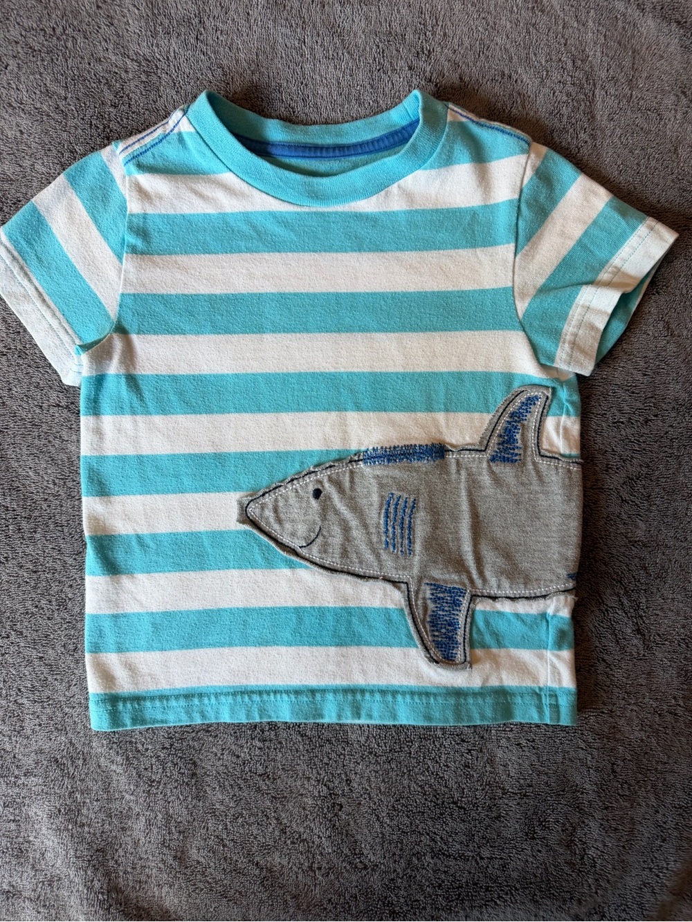 ❤️Bundle and Save!! Blue & White Striped Tee with Shark Patch